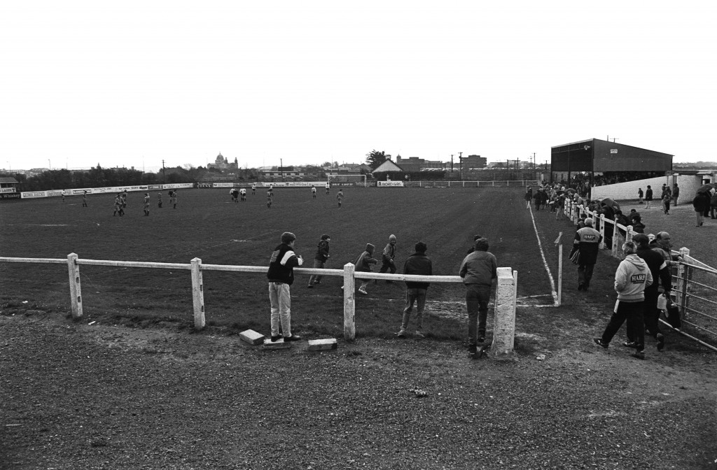 Terryland Park in the early 1990s, before the ground was redeveloped. The goal in the background is where the new Corribside Stand is now; the shed on the left is where the river-side goal is today. Photo courtesy the Connacht Tribune.