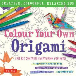 Tuttle Publishing - Colour Your Own Origami Kit (British Spelling): Creative, Colourful, Relaxing Fun [7 Fine-Tipped Markers, 12 Origami Projects, 48 Coloring Sheets, 32-Page Book] - 9780804848411 - V9780804848411
