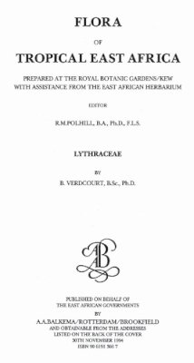 B. Verdcourt - Flora of Tropical East Africa - Lythraceae (1994) - 9789061913665 - V9789061913665