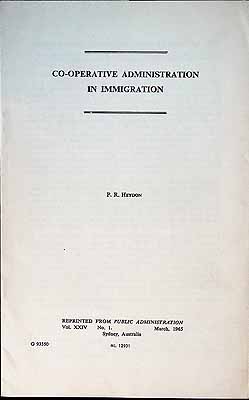 Heydon P. R. - Co-Operative administration in Immigration -  - KCK0001939