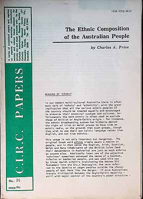 Price Charles A - The Ethnic Composition of the Australian People -  - KCK0001978