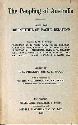 Phillips P.d. And Wood G.l.editors - The Peopling of Australia -  - KCK0002011