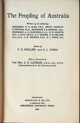 Phillips P.d. And Wood G.l.editors - The Peopling of Australia -  - KCK0002124