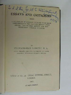 Syamacharan Ganguli - Essays And Criticisms -  - KEX0269924