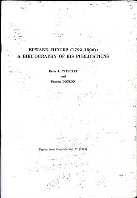 Kevin J Cathcart And Patricia Donlon - Edward Hinks ( 1792-1866) A Bibliography of hiis Publications -  - KEX0305164