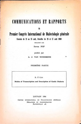 B O Cuiv - Modes of Transcription and Description of gaelic Dialcts -  - KEX0305172