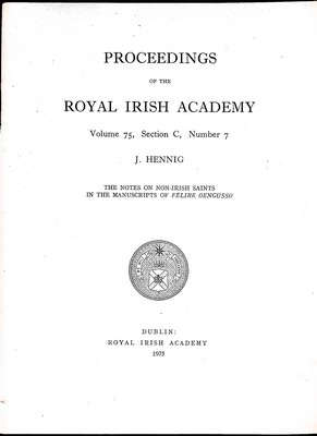 J Hennig - The Notes of Non-Irish Saints in the Manuscripts of Felire Oengusso -  - KEX0305187