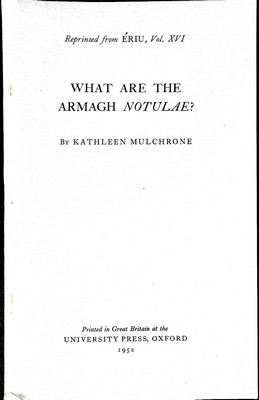 Kathleen Mulcrone - What are the Armagh Notulae? -  - KEX0305193