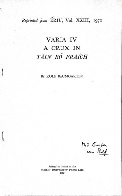 Rolf Baumgarten - Varia IV. A Crux in Tain Bo Fraich -  - KEX0305207