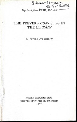 Cecile O Tahilly - The Preverb Con-(co n-) in the LL Tain -  - KEX0305210