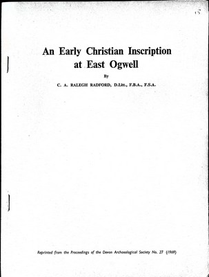 C Ralegh Radford - An Early Christian Inscription at East Ogwell. -  - KEX0305263