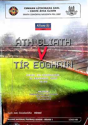  - Ath Cliat V Tir Eoghain Pairc an Chrocaigh 3U Feabhra 2007 Official Programme -  - KEX0307515
