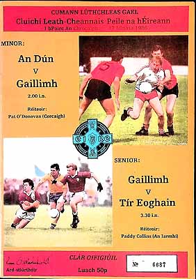 Pádraig Ó Snodaigh - Gaillimh V Tir Eoghain. Pairc an Chrocaigh 17 Lunasa 1986  Official programme -  - KEX0307545