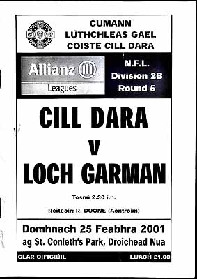  - Cill Dara V Loch Garman 25 Feabhra 2001 ag St.Conleth's Park Droichead Nua .. Official Programme -  - KEX0308208