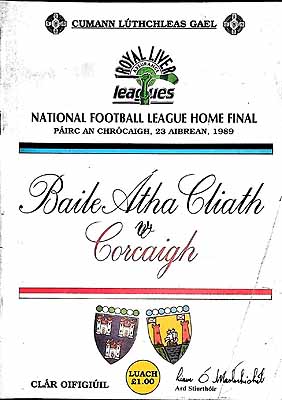  - Baile Atha Cliath V Corcaigh 23 Aibrean 1989. Pairc an Chrocaigh .Official Programme -  - KEX0308328