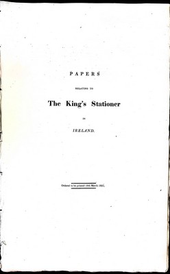  - Papers relating to the Kings Stationer in Ireland -  - KEX0309025