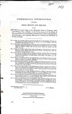 - Commerical Intercourse between Great Britain and IrelandRelative to the Consoladation of the Boards of Custom and Excise Great Britain and Ireland ond of orders and Regulations issued thereupon; and respecting Memorial of J Kernan and Merchants of the Ci - - KEX0309034 - Commerical Intercourse between Great Britain and IrelandRelative to the Consoladation of the Boards of Custom and Excise Great Britain and Ireland ond of orders and Regulations issued thereupon; and respecting Memorial of J Kernan and Merchants of the Ci - - KEX0309034