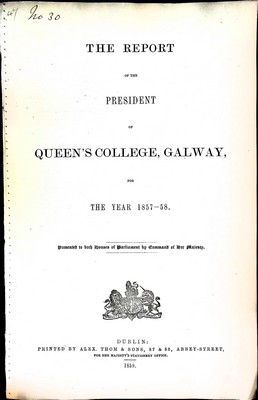  - The Report of the President of Queens College Galway for the year 1857-58 -  - KEX0309079