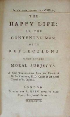 [Etienne Francois De Vernage] - The Happy Life: or, the Contented Man with Reflections Upon Diverse Moral Subjects -  - KHS0008877