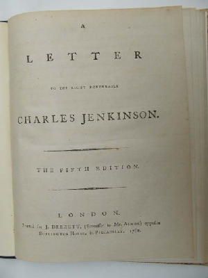 [John Almon] - A Letter to the Right Honourable Charles Jenkinson. -  - KHS0009079