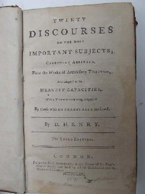 D[Avid] Henry - Twenty discourses on the most important subjects; carefully abridged, from the works of Archbishop Tillotson, and adapted to the meanest capacities with a view to their being dispersed by those who are charitably inclined -  - KHS0012014