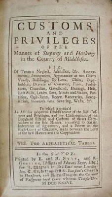 Anon. - Customs and Privileges of the Manors of Stepney and Hackney in the County of Middlesex -  - KHS0023909