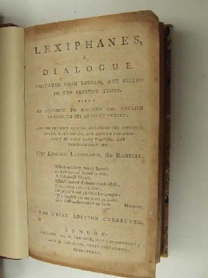 Anon. - Lexiphanes, a Dialogue. Imitated from Lucian, and Suited to the Present Times. Being An Attempt to Restore the English Tongue to its Ancient Purity. And To Correct As Well as Expos -  - KHS0025177