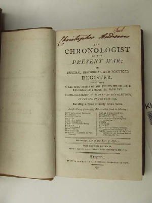 Anon. - The Chronologist of the Present War; Or the General Historical and Political Reigister Containing a Faithful Series of the Events which have Occurred in Europe. & From the Commence -  - KHS0027622
