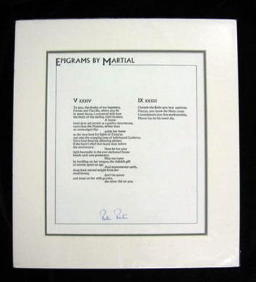 Peter Porter - Epigrams By Martial (Broadsheet) -  - KHS0056641