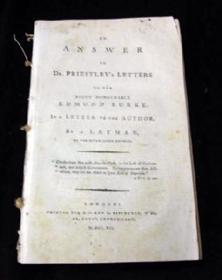 'a Layman' [Anon] - An Answer to Dr. Priestley's Letters to the Right Honourable Edmund Burke:  In a Letter to the author by a Layman -  - KHS0058104