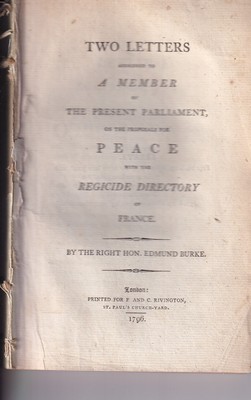 Edmund Burke - Two Letters Addressed to a Member of the Present Parliament, on the Proposals for Peace with the Regicide Directory of France -  - KHS0058405