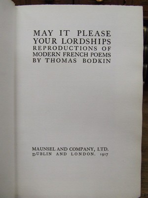 Thomas Bodkin (Editor) - May it Please your Lordships:  Reproductions of Modern French Poems -  - KHS1003312