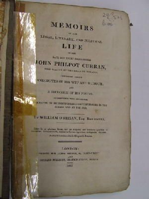 William O'regan - Memoirs of the Legal, Literary, and Political Life of the Late the Right Honourable John Philpot Curran, once Master of the Rolls in Ireland:  Comprising Copious Anecdotes of his Wit and Humour, and a Selection of his Poetry -  - KHS1017702
