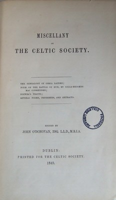 Edited By John O'donovan - Miscellany of the Celtic society -  - KLN0000094