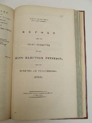 Select Committee - [Report together with the Minutes of Evidence and Index to Minutes of Evidence on the Mayo Election Petition, 1853] -  - KON0822985