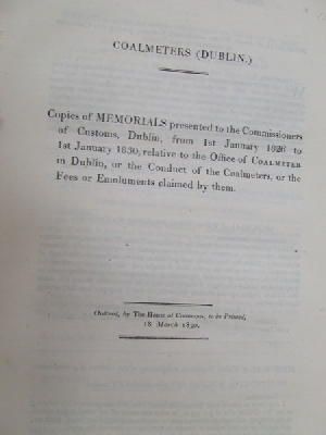  - [Coalmeters, Dublin:- Memorials to the Commissioners of Customs. 1830] -  - KON0823726