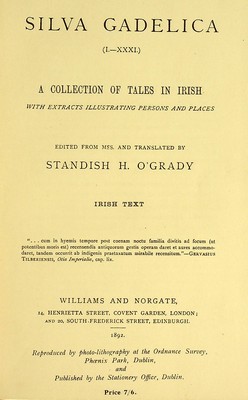 And Translated By Standish H. O'grady] [Edited From Mss - Silva Gadelica (I.-XXXI.) A Collection of Tales in Irish -  - KSG0022822