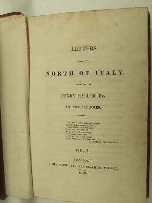 As Addressed To Henry Hallam - Letters From The North Of Italy -  - KTJ0003685