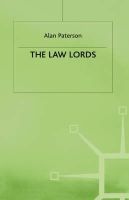 Alan Paterson - The Law Lords (Oxford Socio-legal Studies) - 9780333238868 - V9780333238868