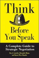 Roy J. Lewicki - Think Before You Speak - 9780471013211 - V9780471013211