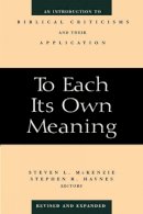 Steven (Ed Mckenzie - To Each Its Own Meaning - 9780664257842 - V9780664257842