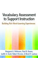 Margaret G. Mckeown - Vocabulary Assessment to Support Instruction: Building Rich Word-Learning Experiences - 9781462530809 - V9781462530809