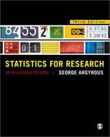 George Argyrous - Statistics for Research: With a Guide to SPSS - 9781849205955 - V9781849205955