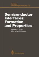  - Semiconductor Interfaces: Formation and Properties - 9783642729690 - V9783642729690