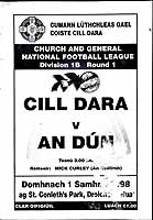  - Cill dara V An Dun 1 Samhain 1998 St. Conleths Park Droichead Nua .Official Programme -  - KEX0308188