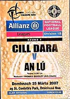  - Cill Dara V An Lu 25 Marta 2007 ag St. Conleth's Park Droichead Nua. official Programme -  - KEX0308222