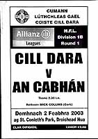  - Cill Dara V An Cabhan 2 feabhra 2003 ag St. conleths Park Droichead Nua -  - KEX0308329