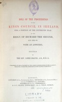 The Rev. James Graves - A Roll Of the Proceedings of the King's Council in Ireland, For a Portion of the Sixteenth Year of the Reign of Richard the Second. A.D. 1392-93. -  - KNW0002633
